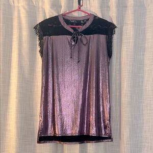 Shimmering Purple and Black Sleeveless Top